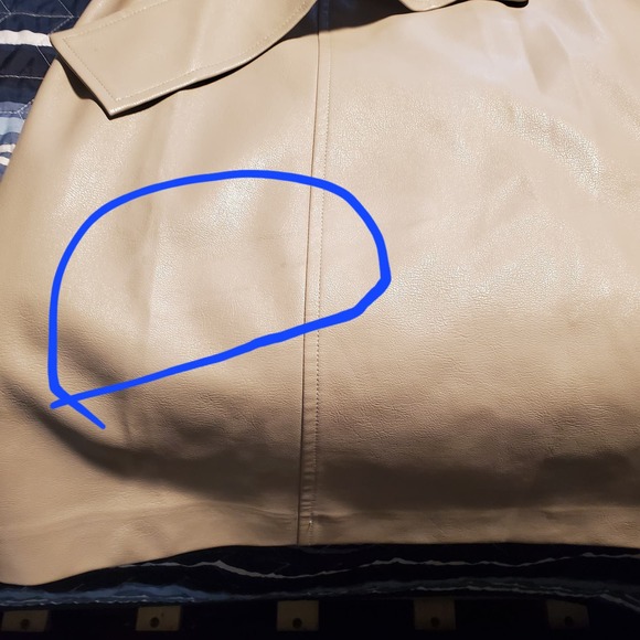 Molly Bracken La Collection Size M Belted Vegan Faux Leather Dress in Beige FLAW - Picture 14 of 16